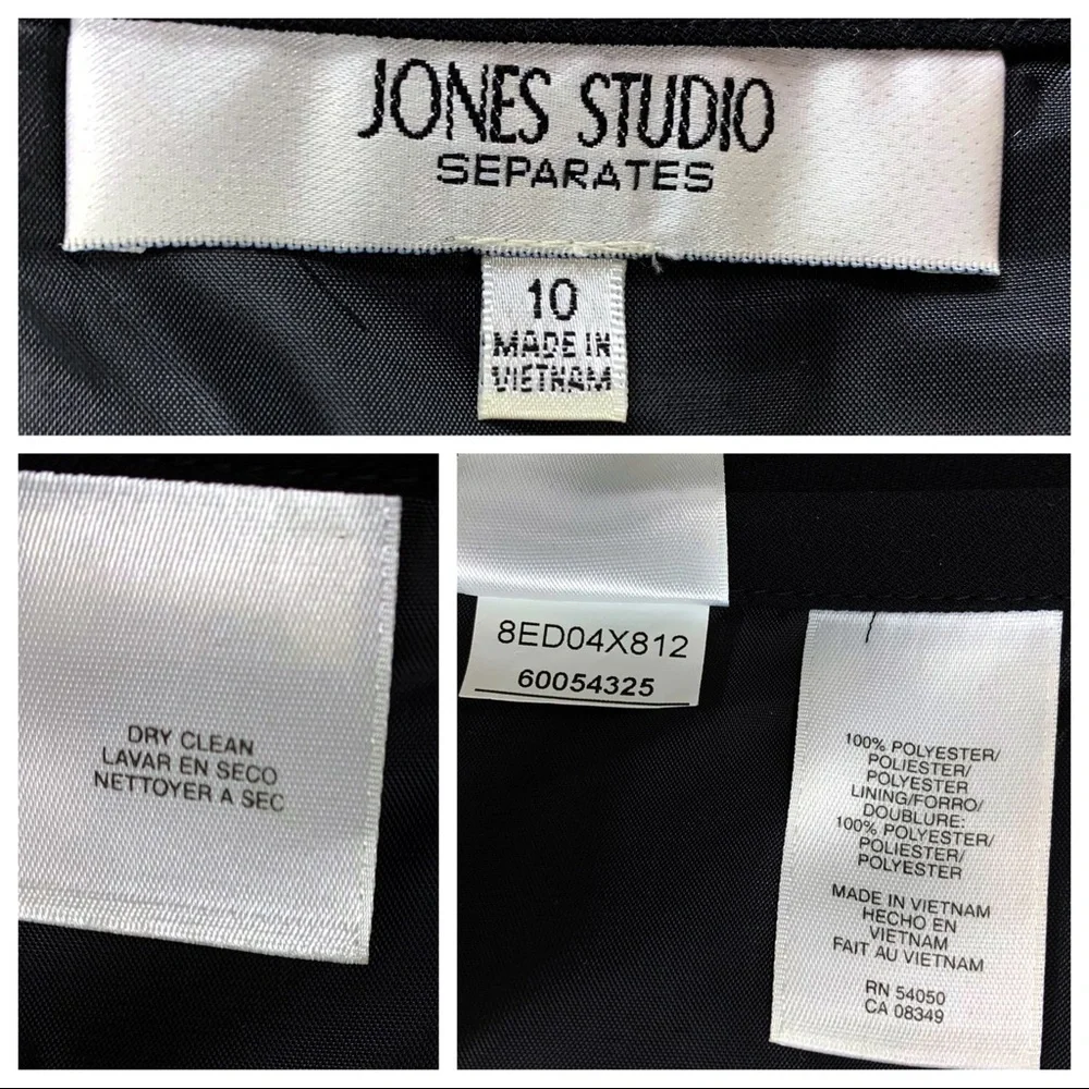 Jones Studio Separates Box Pleat Hem Black Skirt Size 10